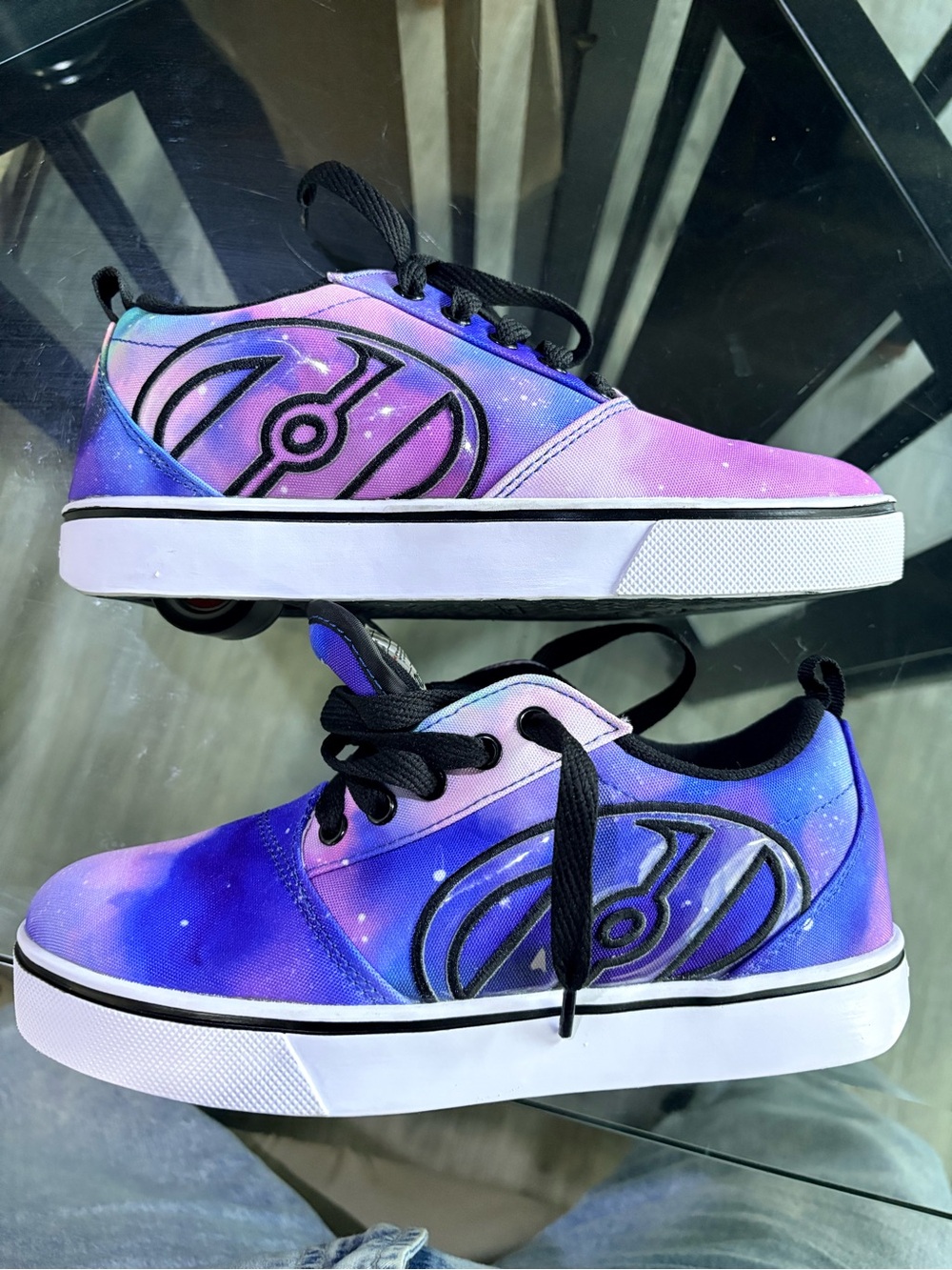 Heelys Galaxy Print Purple and Blue Kids Sneakers with Wheels